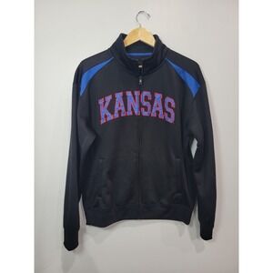 Campus Heritage Mens Kansas Jayhawks Full Zip Track Jacket Black Blue Size M